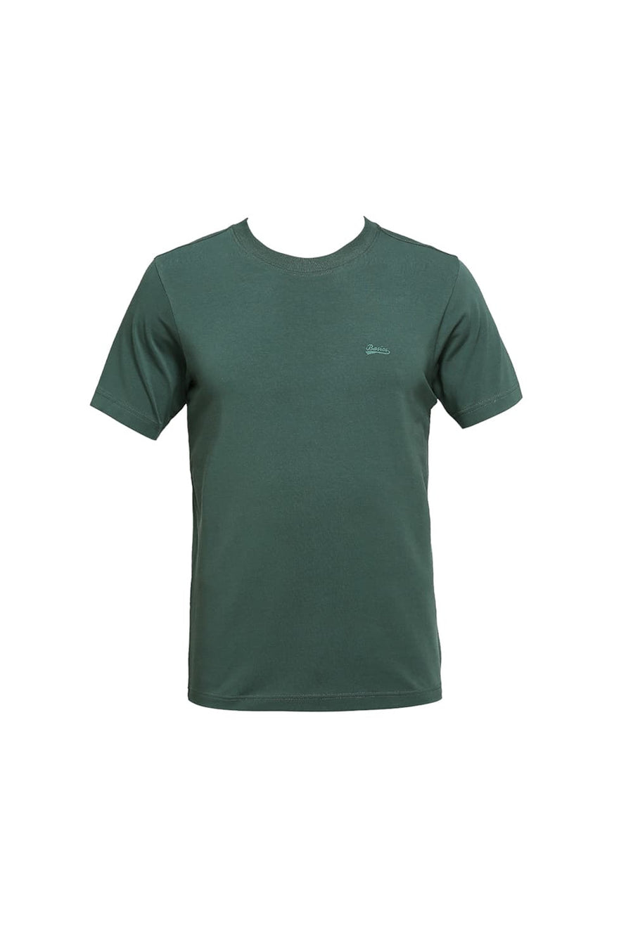 BASICS MUSCLE FIT GARDED TOPLARY COTTON STRETCH SOLID CREW T-SHIRTS