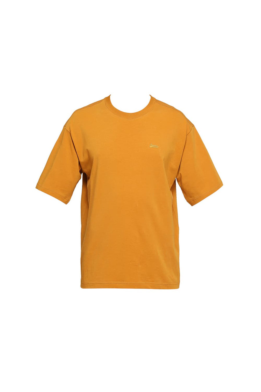 BASICS MUSCLE FIT MUSTARD YELLOW COTTON STRETCH SOLID CREW T-SHIRTS