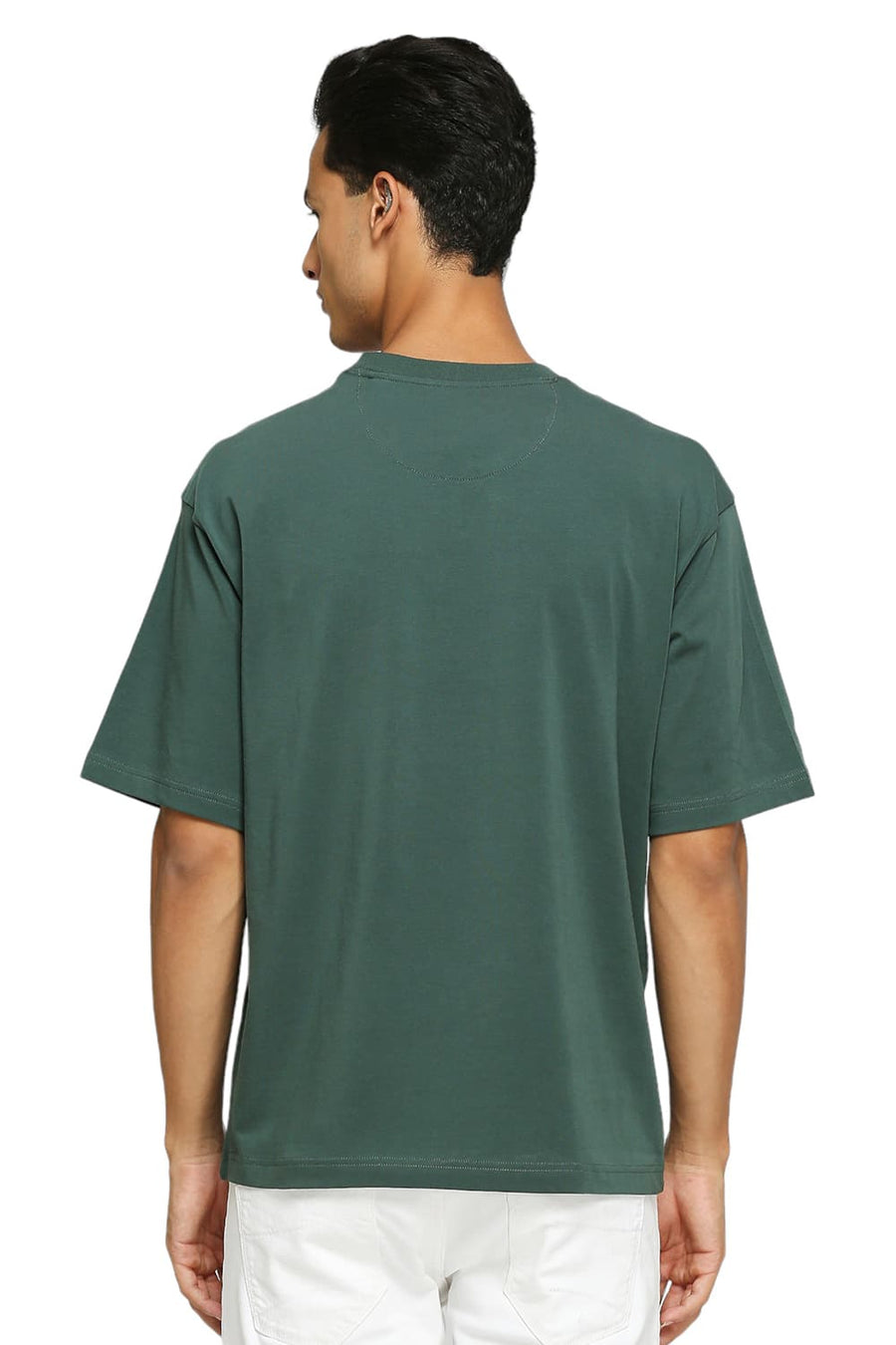 BASICS MUSCLE FIT GARDED TOPLARY COTTON STRETCH SOLID CREW T-SHIRTS
