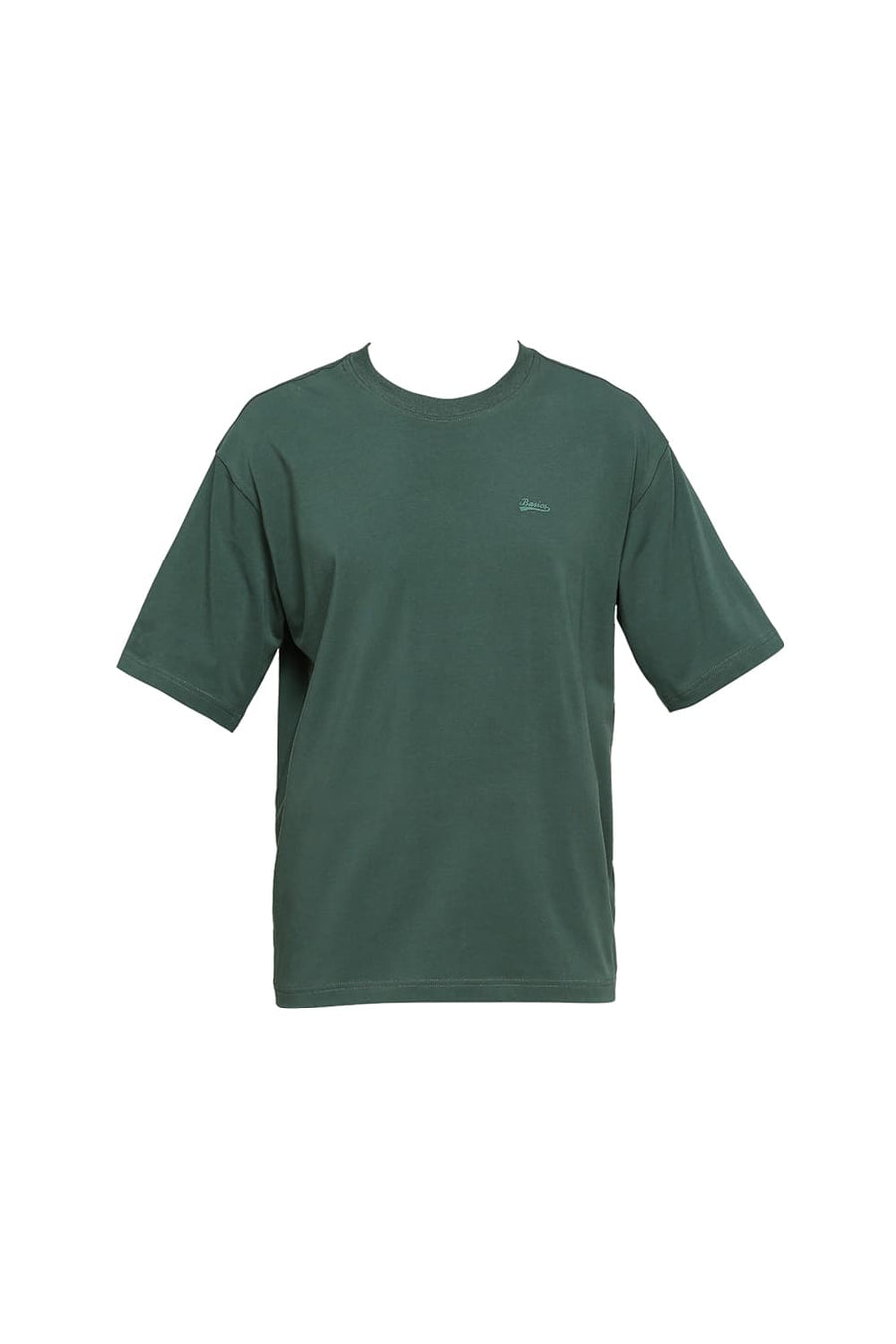 BASICS MUSCLE FIT GARDED TOPLARY COTTON STRETCH SOLID CREW T-SHIRTS