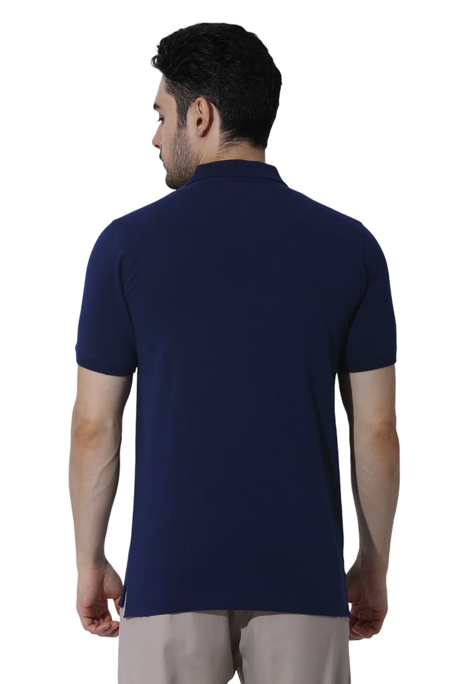 BASICS REGULAR FIT NAVALACADEMY COTTON STRETCH SOLID POLO T-SHIRTS