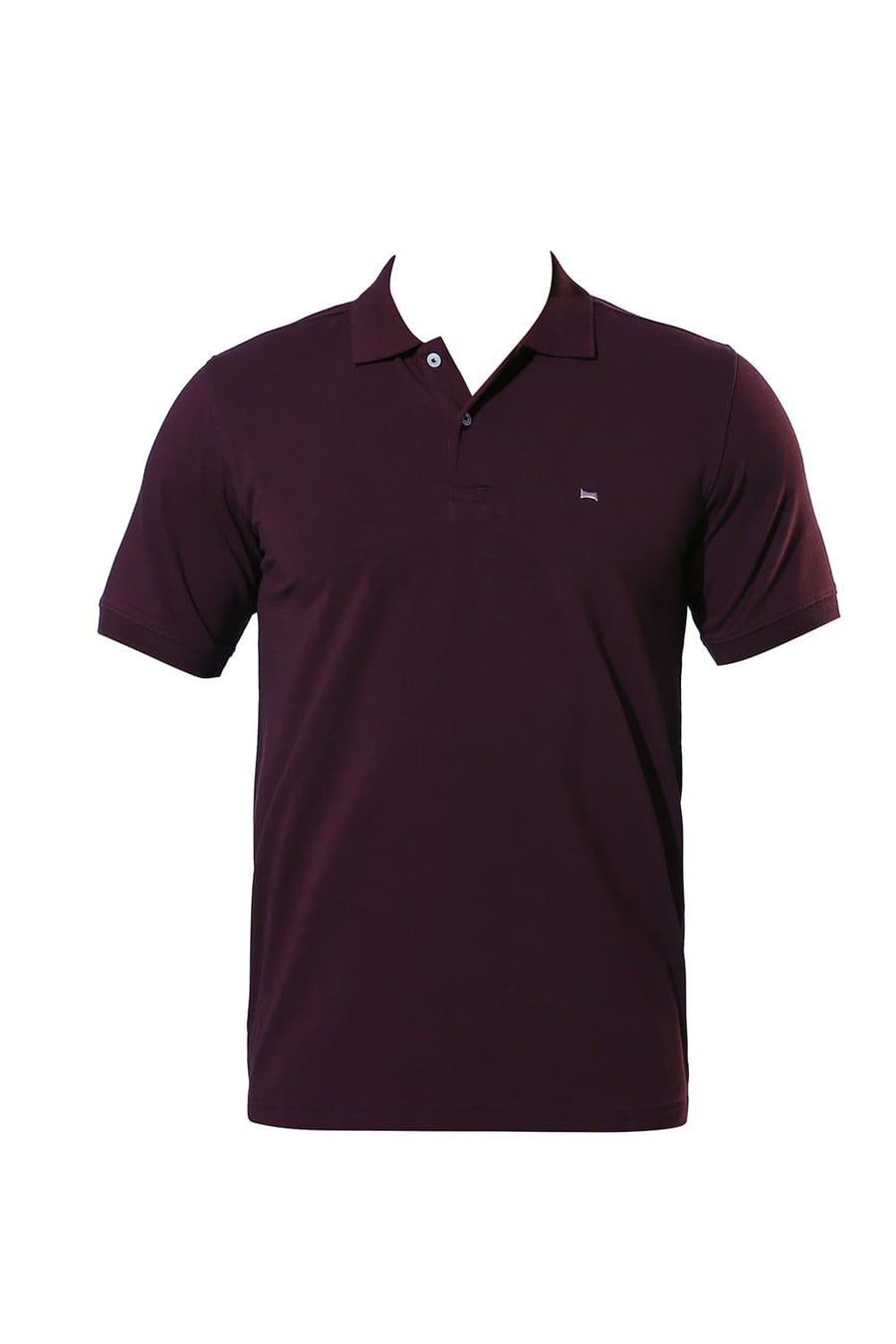 BASICS REGULAR FIT CABERNET WINE COTTON STRETCH SOLID POLO T-SHIRTS