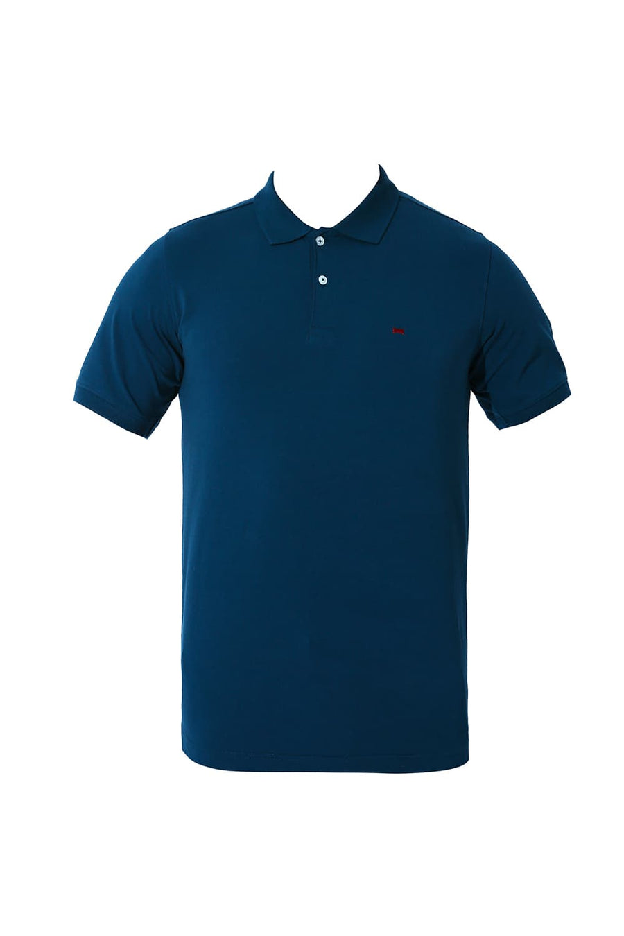 BASICS REGULAR FIT LEGION BLUE COTTON STRETCH SOLID POLO T-SHIRTS
