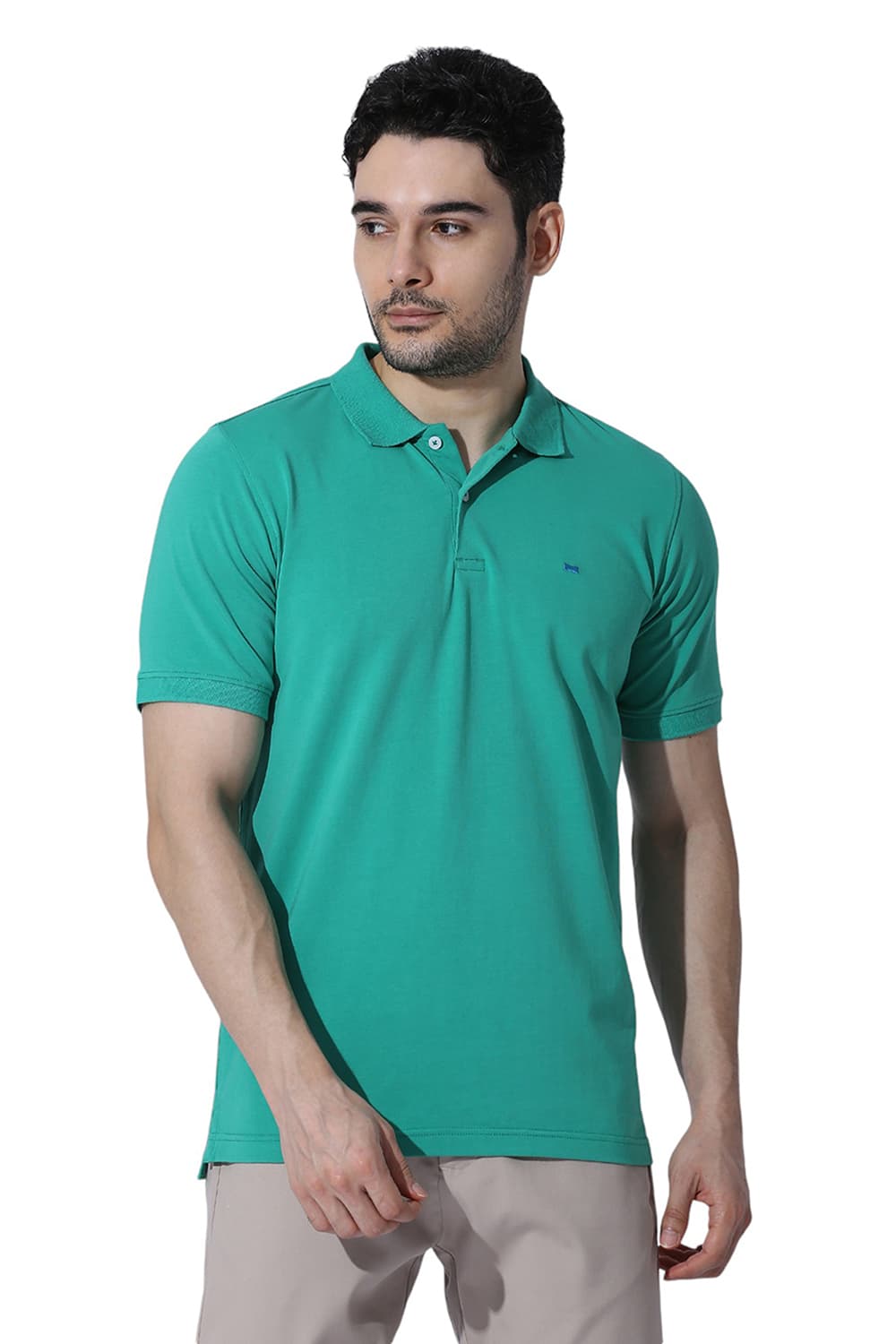 REGULAR FIT COTTON SOLID POLO T-SHIRTS