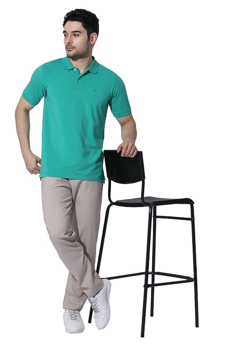 REGULAR FIT COTTON SOLID POLO T-SHIRTS