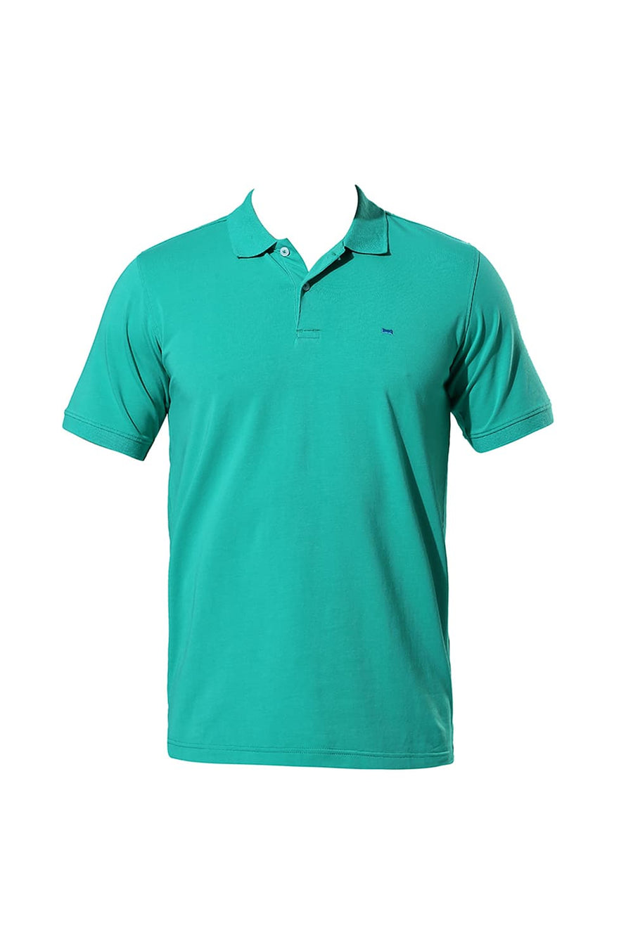 BASICS REGULAR FIT SIMPLY GREEN COTTON STRETCH SOLID POLO T-SHIRTS