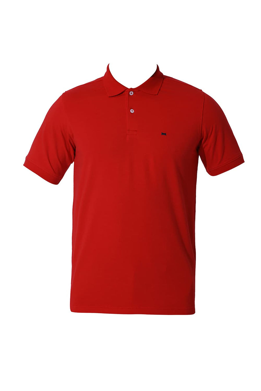 BASICS REGULAR FIT RACING RED COTTON STRETCH SOLID POLO T-SHIRTS