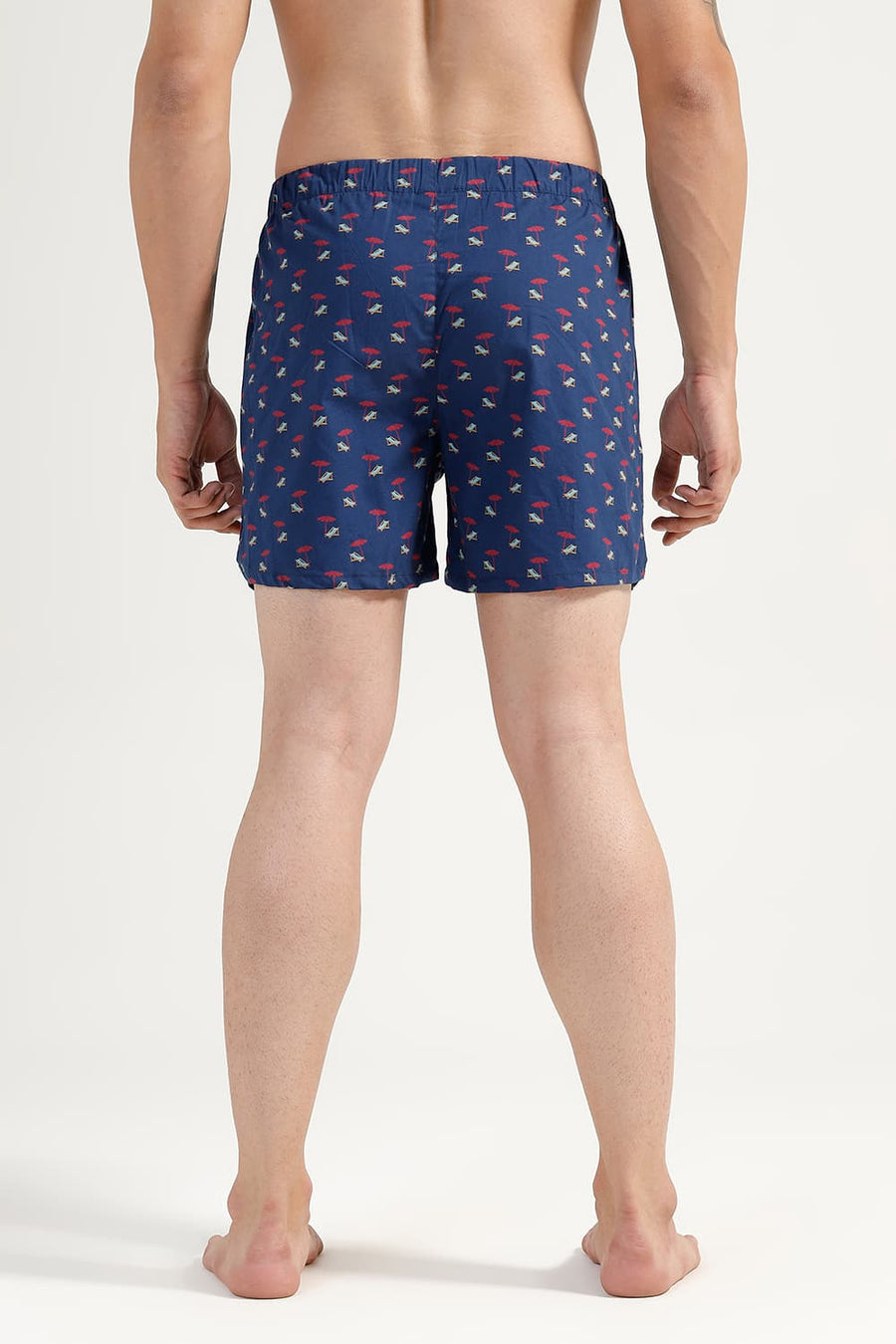 BASICS SLIM FIT NAVY COTTON PRINTED BOXER SHORTS