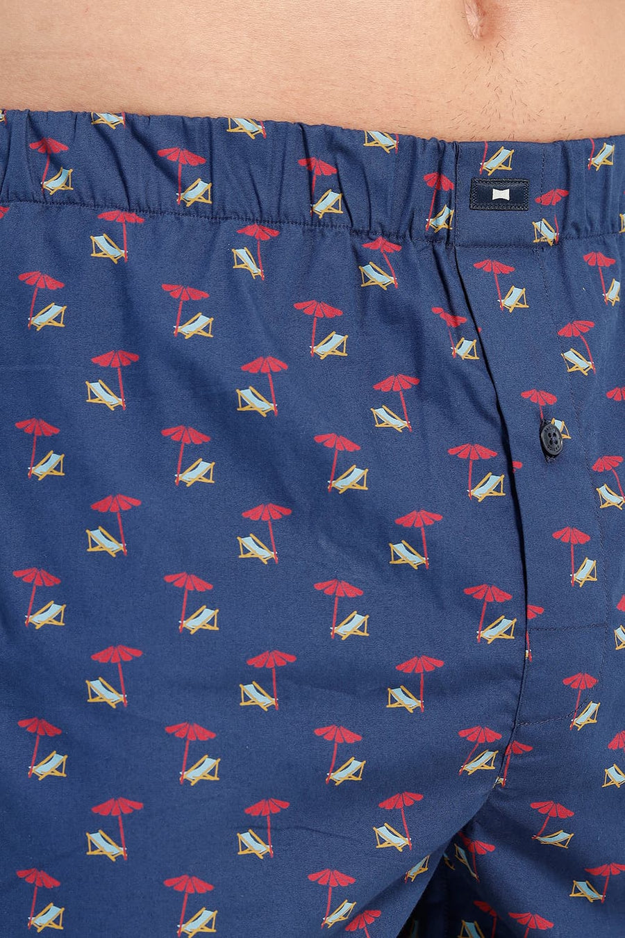 BASICS SLIM FIT NAVY COTTON PRINTED BOXER SHORTS
