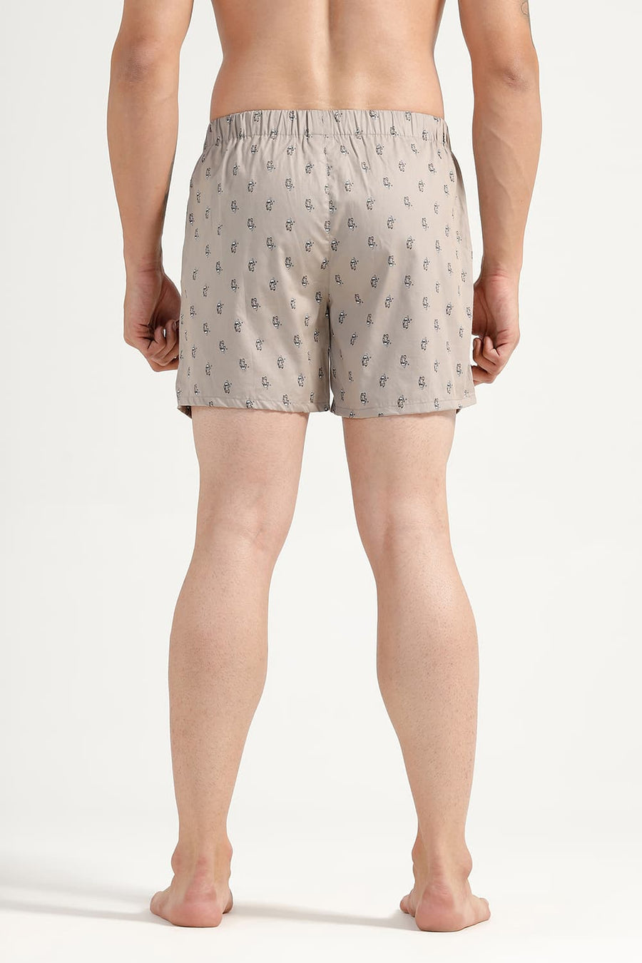 BASICS SLIM FIT STONE COTTON PRINTED BOXER SHORTS