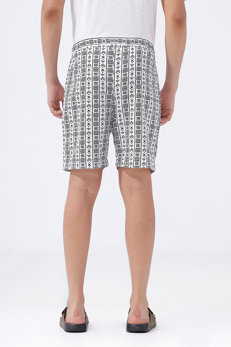 BASICS COMFORT FIT SNOW WHITE COTTON HOPSACK DOBBY PRINTED CO-ORDS