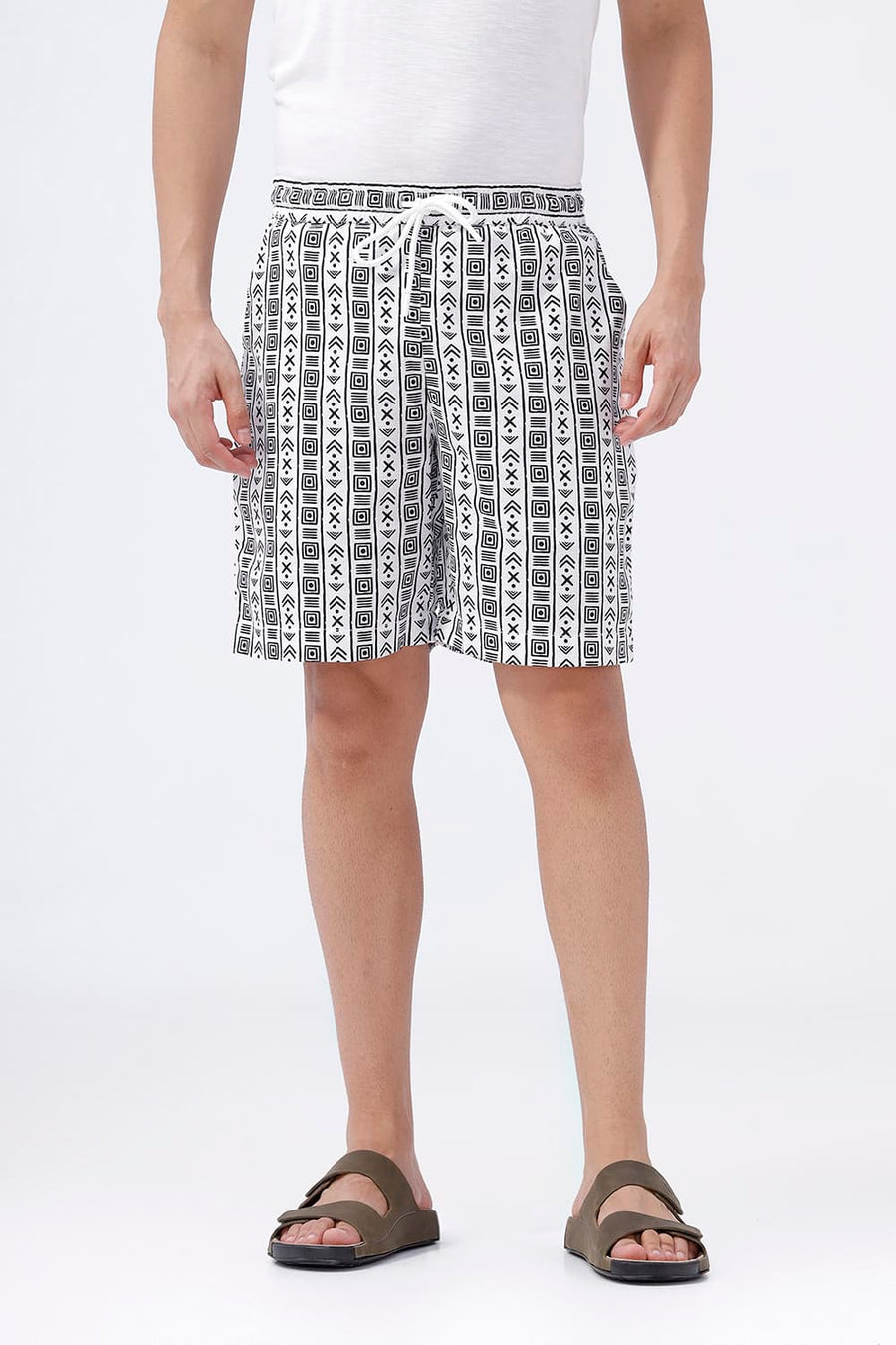BASICS COMFORT FIT SNOW WHITE COTTON HOPSACK DOBBY PRINTED CO-ORDS
