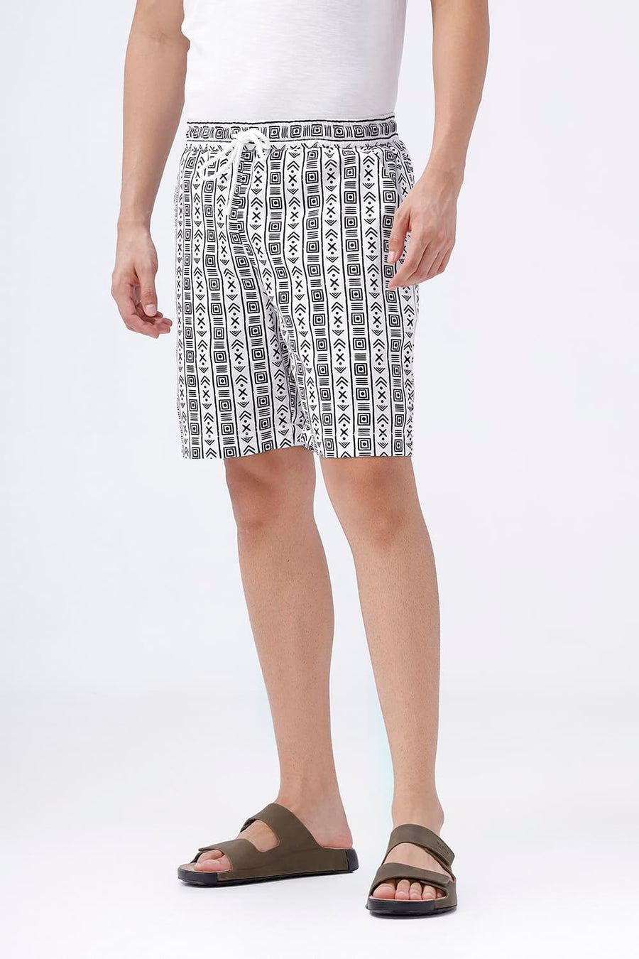 BASICS COMFORT FIT SNOW WHITE COTTON HOPSACK DOBBY PRINTED CO-ORDS