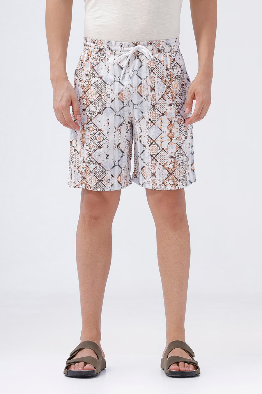 BASICS COMFORT FIT JET STREAM BROWN VISCOSE PRINTED CO-ORDS
