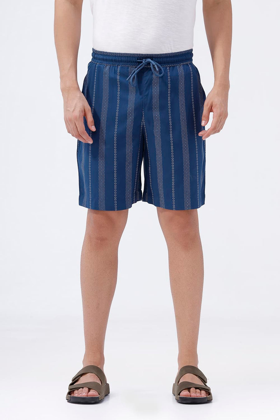 BASICS COMFORT FIT MOROCCAN BLUE VISCOSE PRINTED CO-ORDS