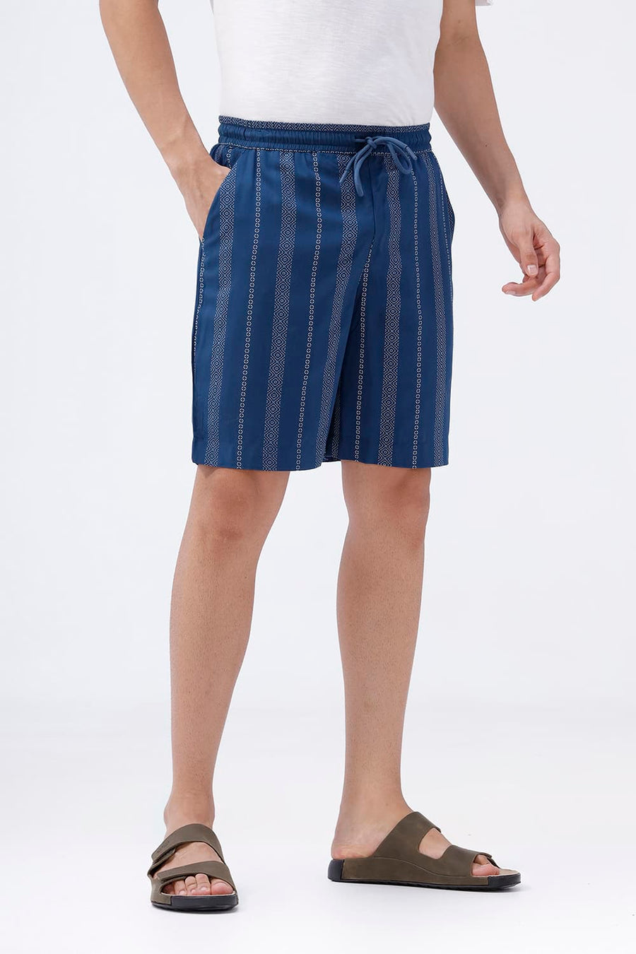 BASICS COMFORT FIT MOROCCAN BLUE VISCOSE PRINTED CO-ORDS