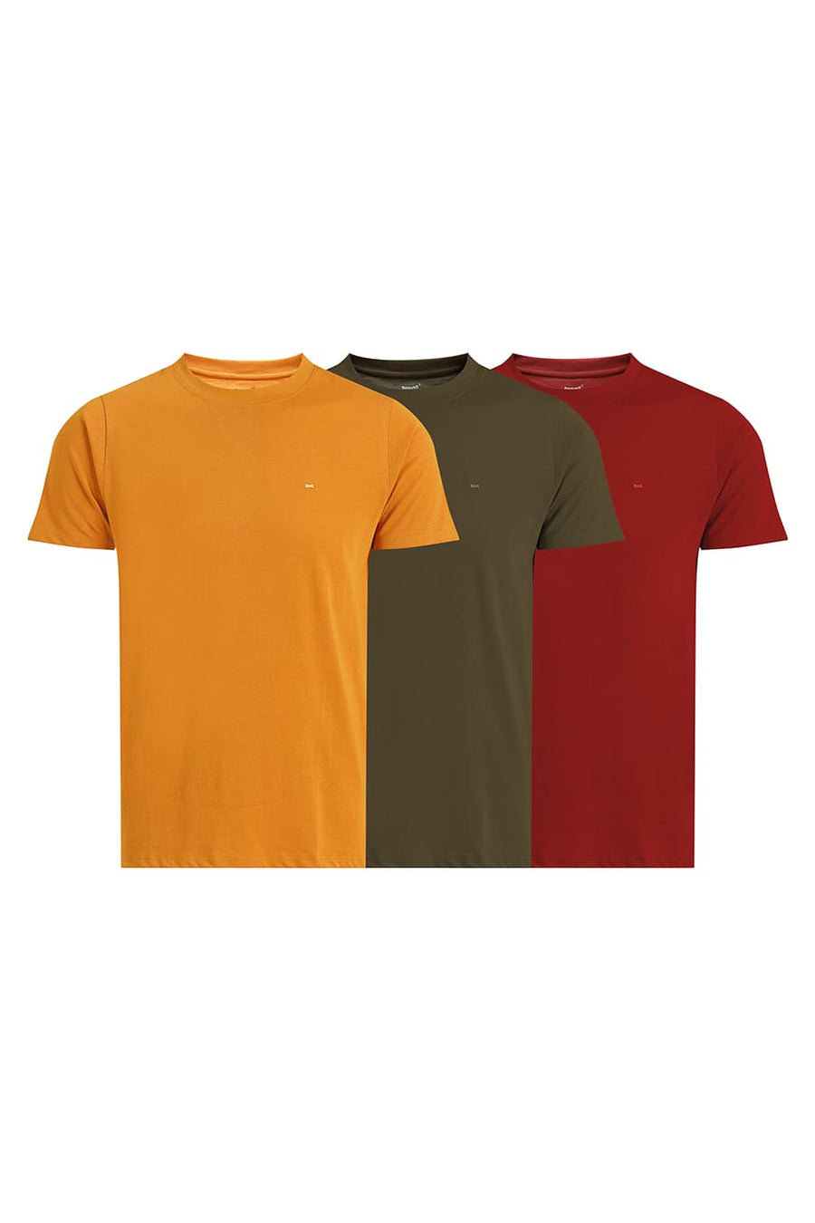 BASICS REGULAR FIT RED COTTON CREW T-SHIRT