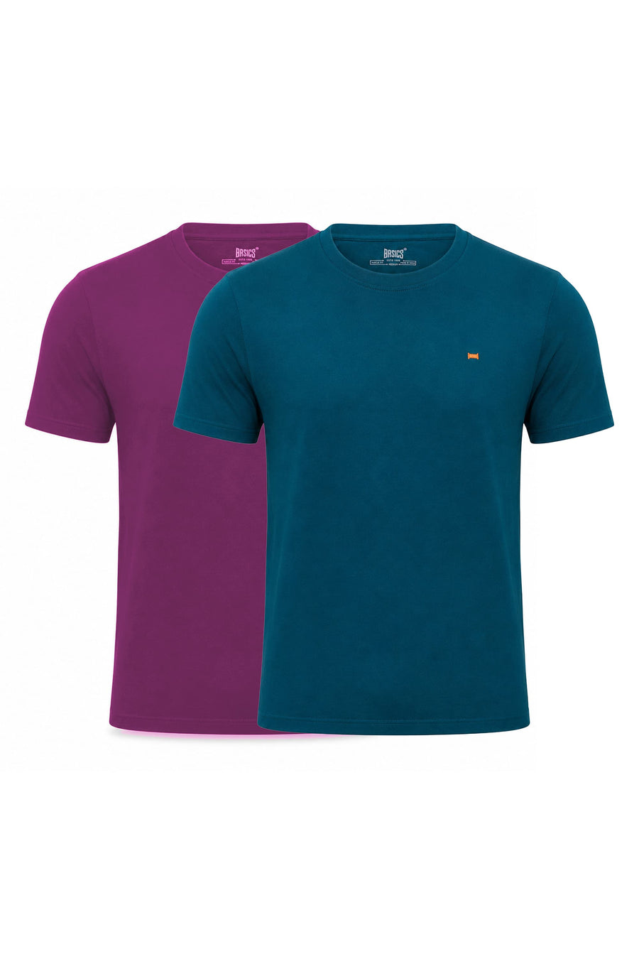 BASICS REGULAR FIT TEAL COTTON CREW T-SHIRT