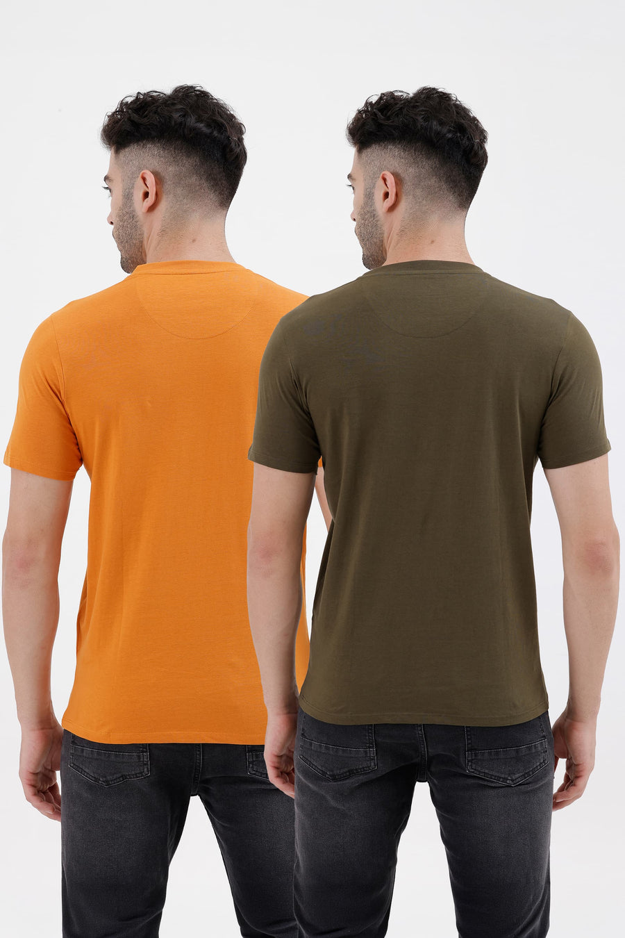 BASICS REGULAR FIT OLIVE COTTON CREW T-SHIRT