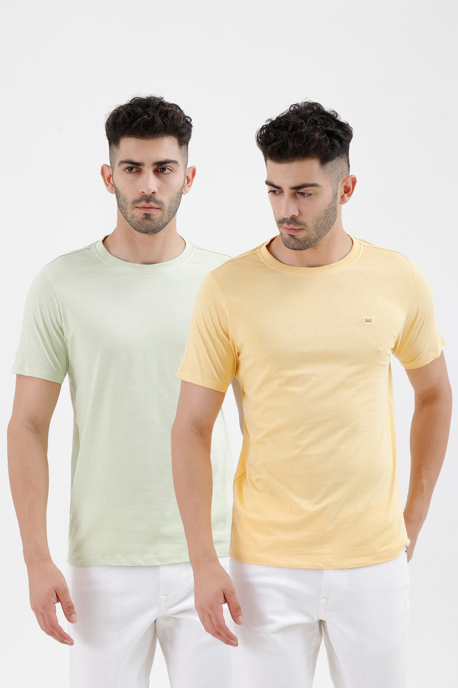 BASICS REGULAR FIT GREEN COTTON CREW T-SHIRT