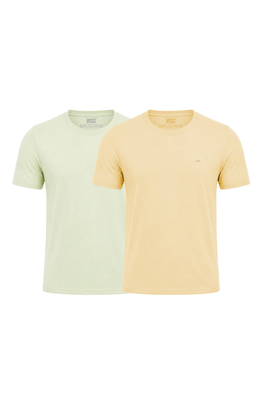 BASICS REGULAR FIT GREEN COTTON CREW T-SHIRT