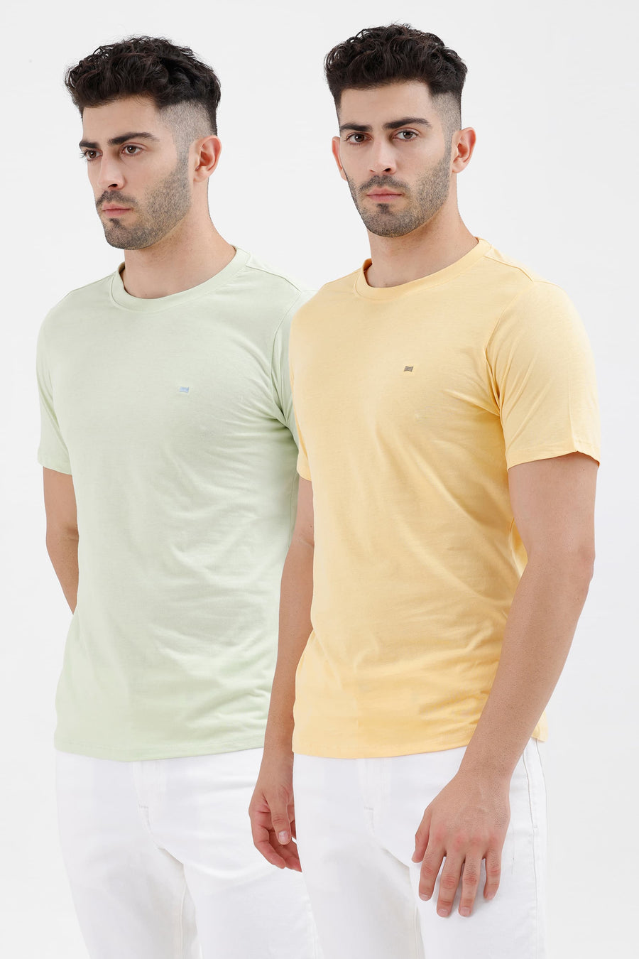BASICS REGULAR FIT GREEN COTTON CREW T-SHIRT