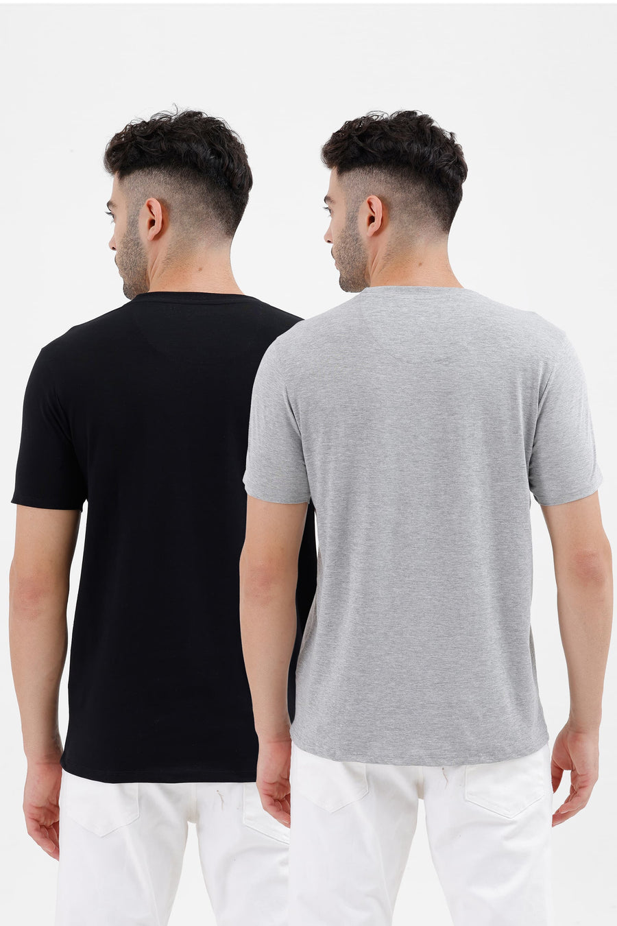 BASICS REGULAR FIT BLACK COTTON CREW T-SHIRT