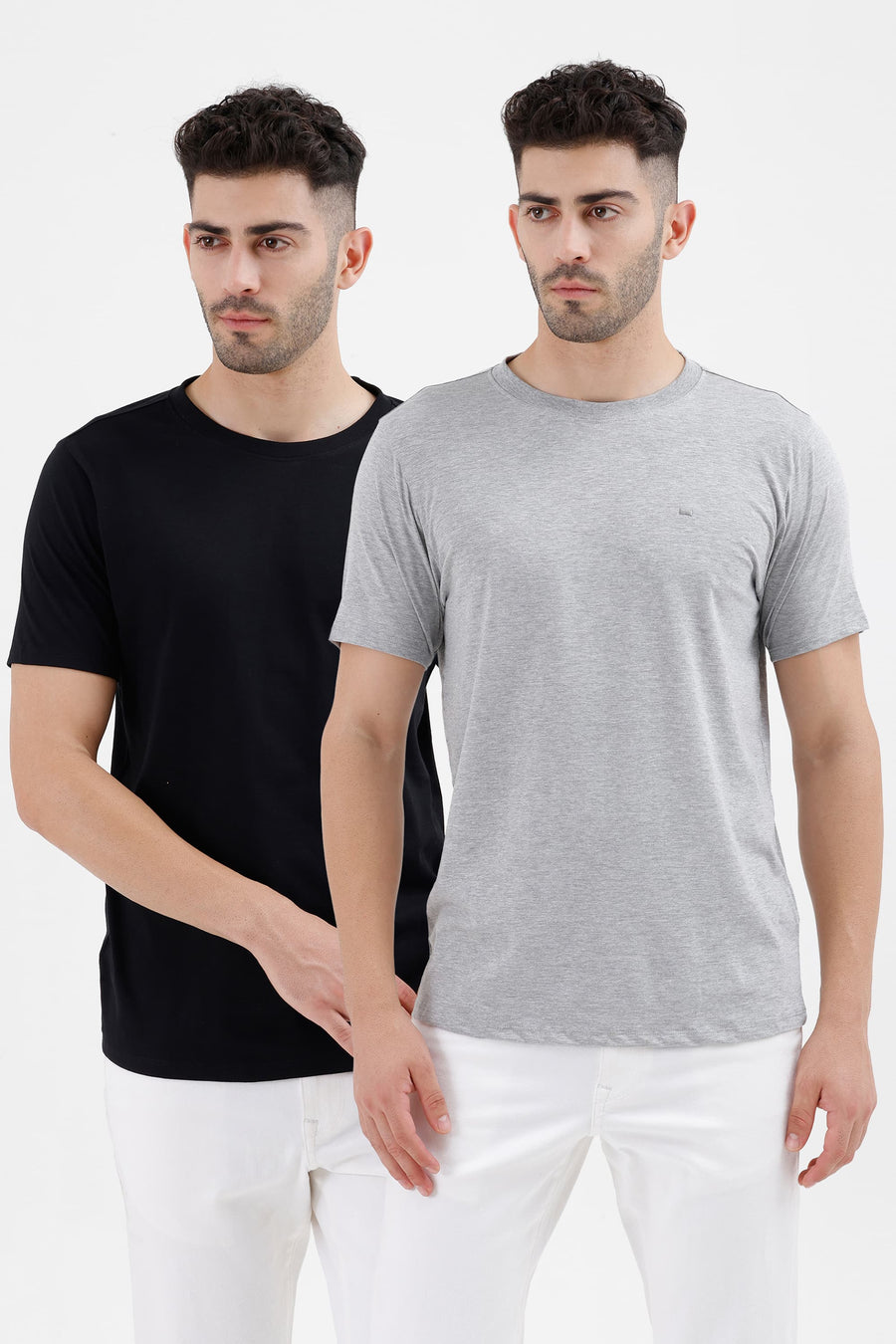 BASICS REGULAR FIT BLACK COTTON CREW T-SHIRT