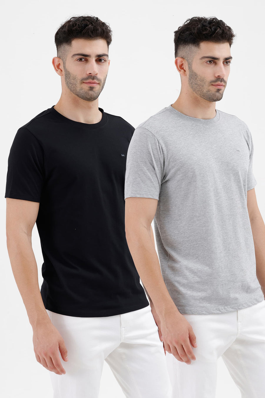 BASICS REGULAR FIT BLACK COTTON CREW T-SHIRT