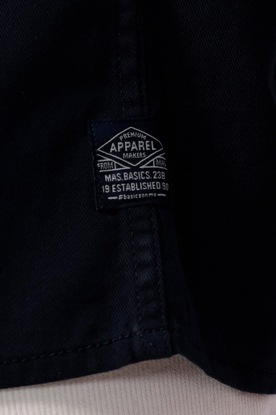 BASICS RELAXED FIT NAVY COTTON STRETCH TWILL OPEN COLLAR SHACKET