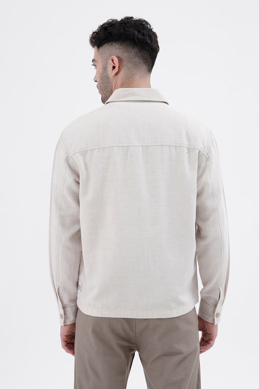 BASICS RELAXED FIT NATURAL BIRCH COTTON LINEN TWILL JACKET