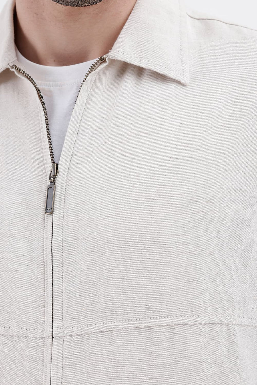 BASICS RELAXED FIT NATURAL BIRCH COTTON LINEN TWILL JACKET