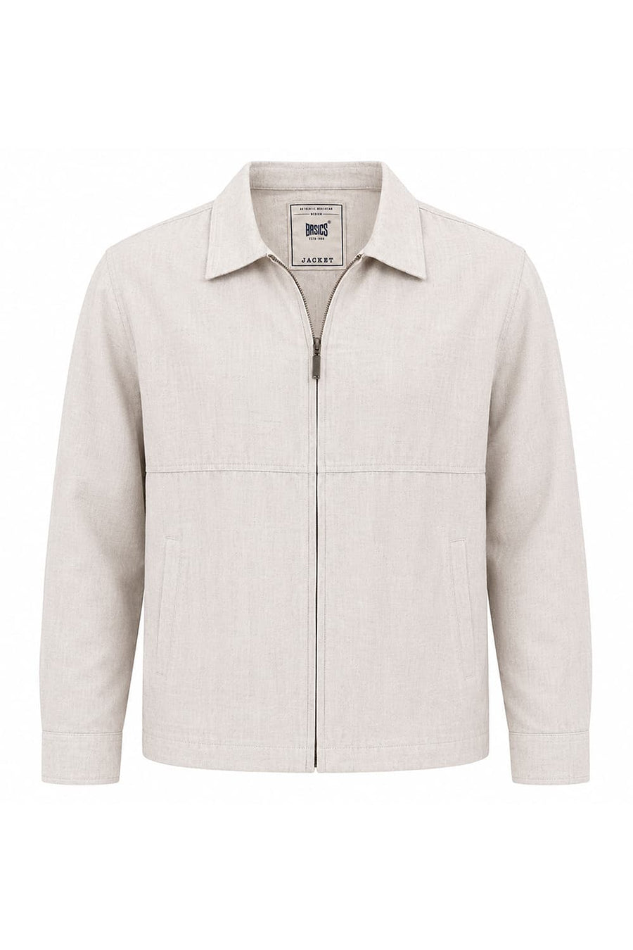 BASICS RELAXED FIT NATURAL BIRCH COTTON LINEN TWILL JACKET
