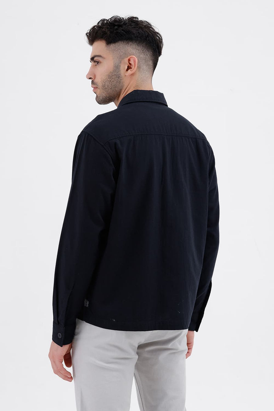 BASICS RELAXED FIT VULCAN NAVY COTTON DOUBLE CLOTH JACKET