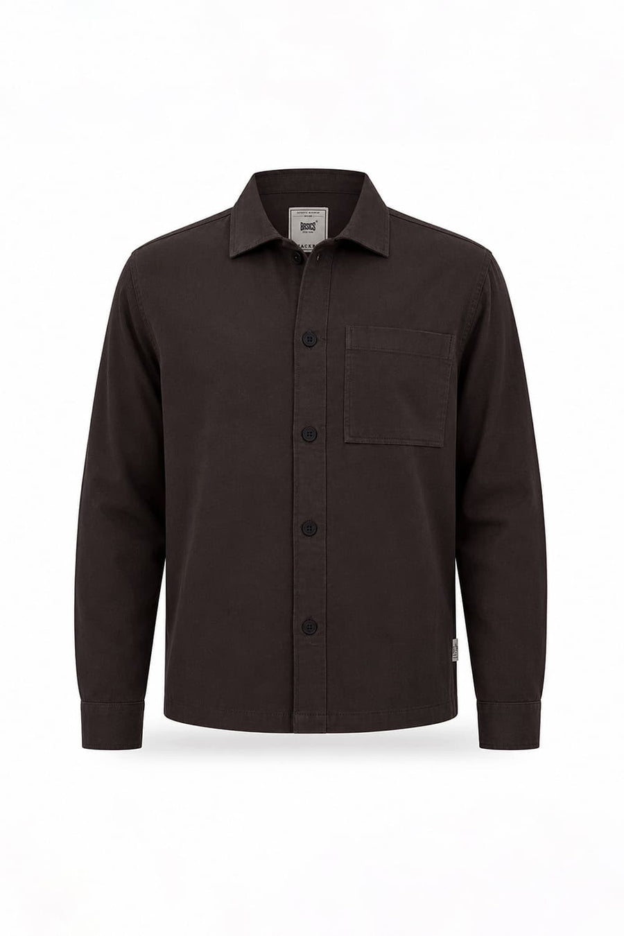 BASICS RELAXED FIT GRAY BROWN COTTON TWILL JACKET