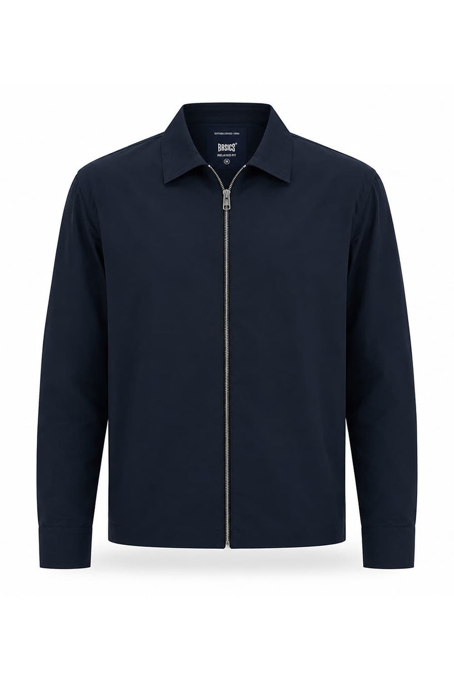BASICS RELAXED FIT COLLEGIATE NAVY POLYESTER TWILL JACKET