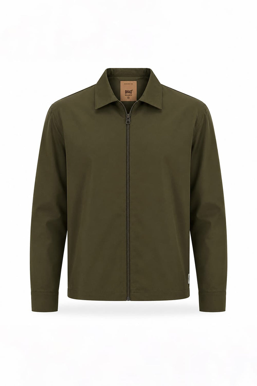 BASICS RELAXED FIT MOSS GREEN POLYESTER TWILL JACKET