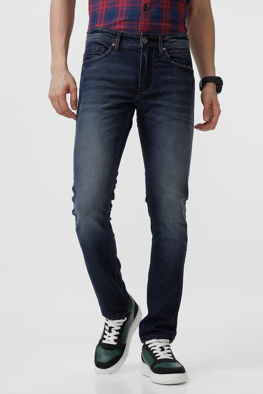 BASICS BLADE FIT INSIGNIA BLUE COTTON POLYESTER STRETCH JEAN