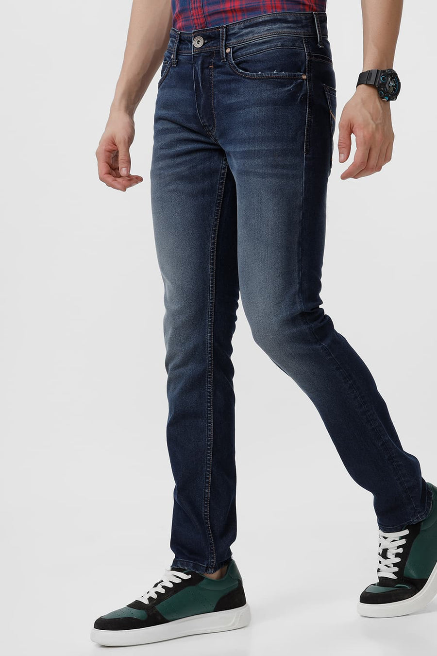 BASICS BLADE FIT INSIGNIA BLUE COTTON POLYESTER STRETCH JEAN