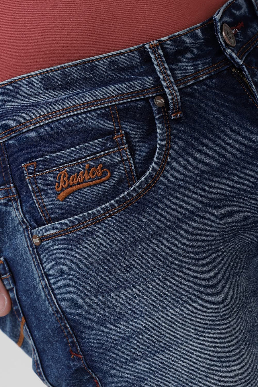 BASICS BLADE FIT MAJOLICA BLUE COTTON POLYESTER STRETCH JEAN
