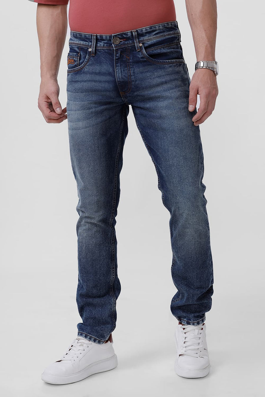 BASICS BLADE FIT MAJOLICA BLUE COTTON POLYESTER STRETCH JEAN