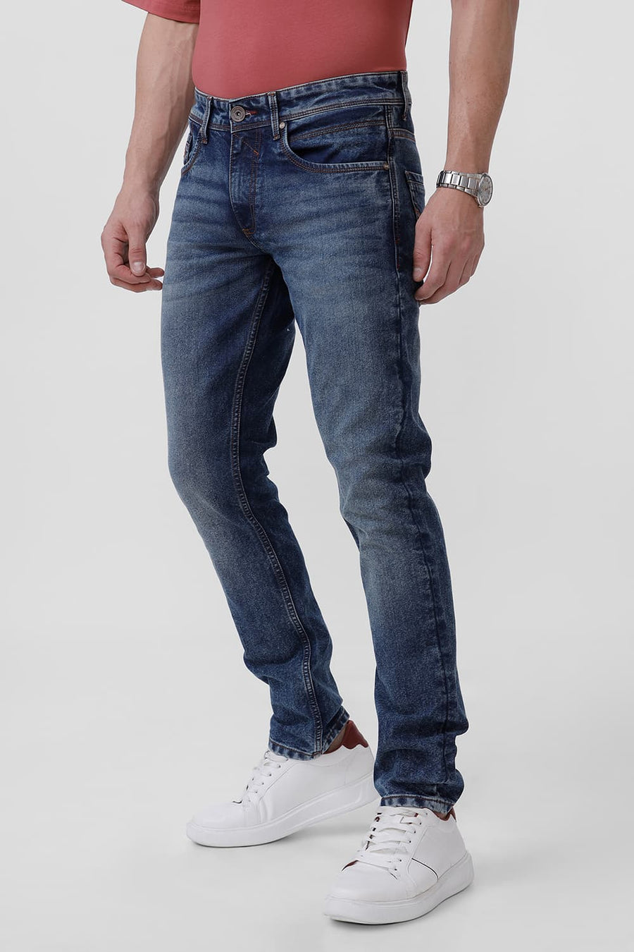 BASICS BLADE FIT MAJOLICA BLUE COTTON POLYESTER STRETCH JEAN