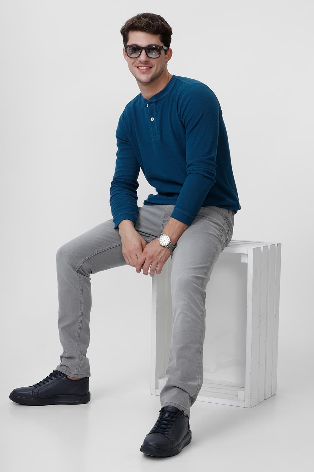 BASICS BLADE FIT DECEMBER SKY COTTON POLYESTER STRETCH JEAN