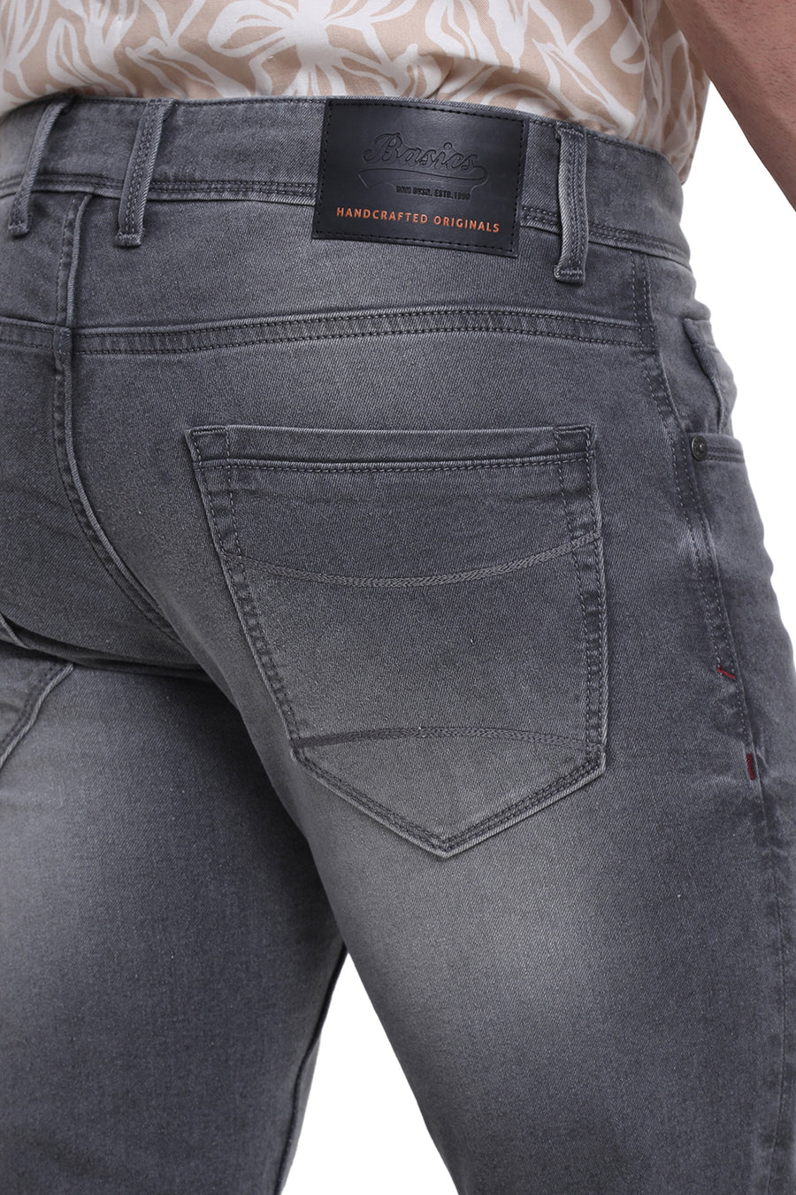 BASICS BLADE FIT DARK GULLGREY COTTON POLYESTER STRETCH JEAN