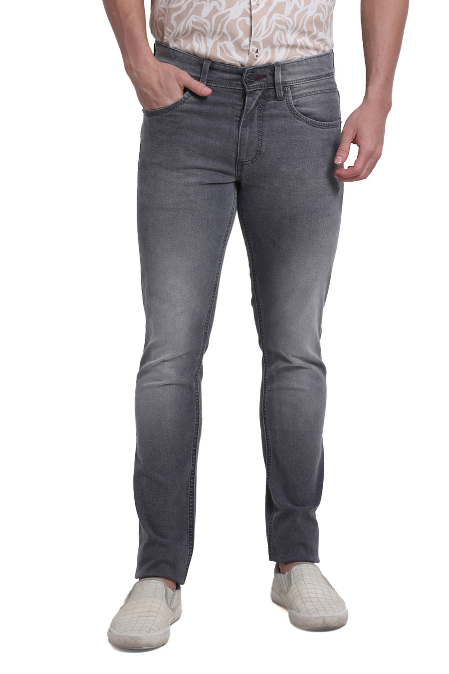 BASICS BLADE FIT DARK GULLGREY COTTON POLYESTER STRETCH JEAN