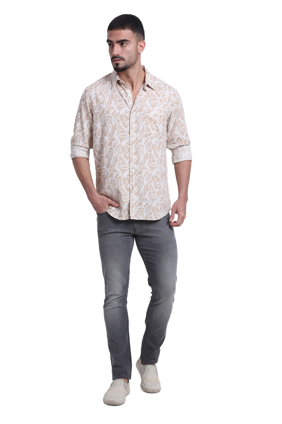 BASICS BLADE FIT DARK GULLGREY COTTON POLYESTER STRETCH JEAN