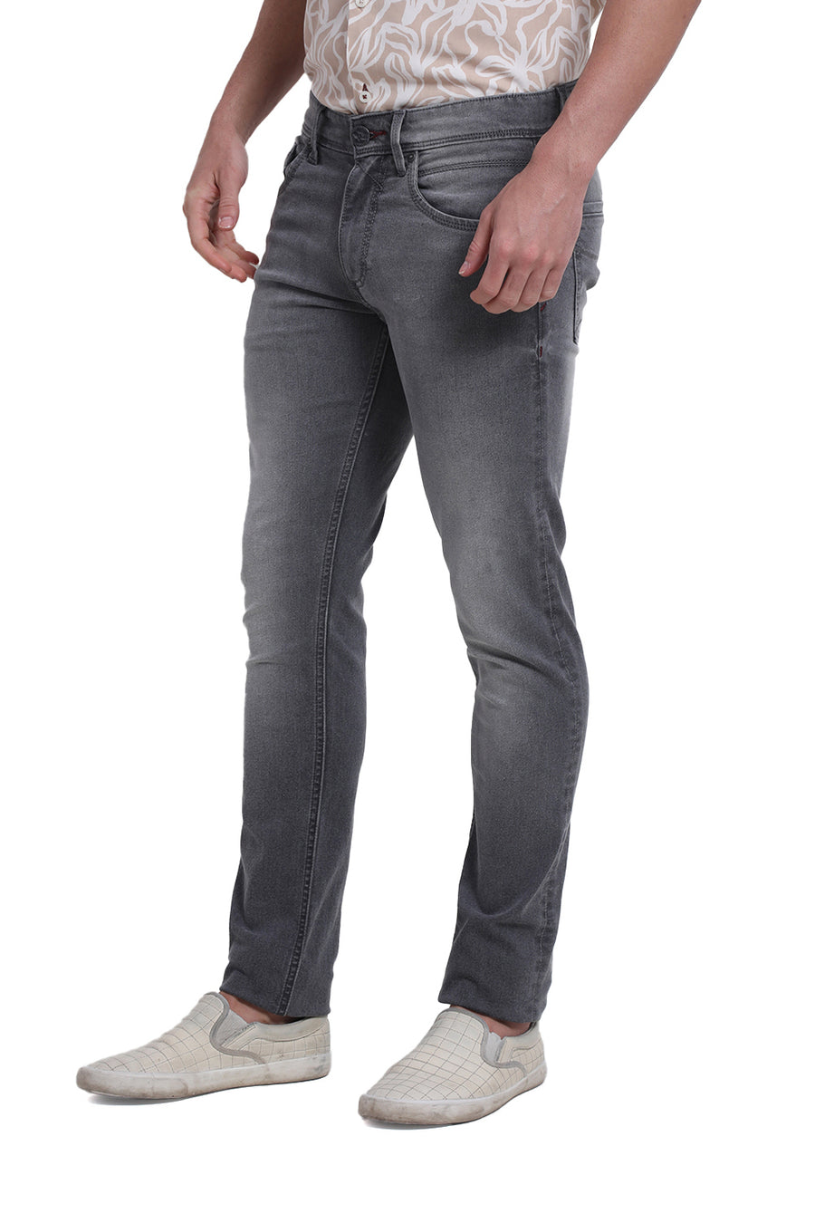 BASICS BLADE FIT DARK GULLGREY COTTON POLYESTER STRETCH JEAN