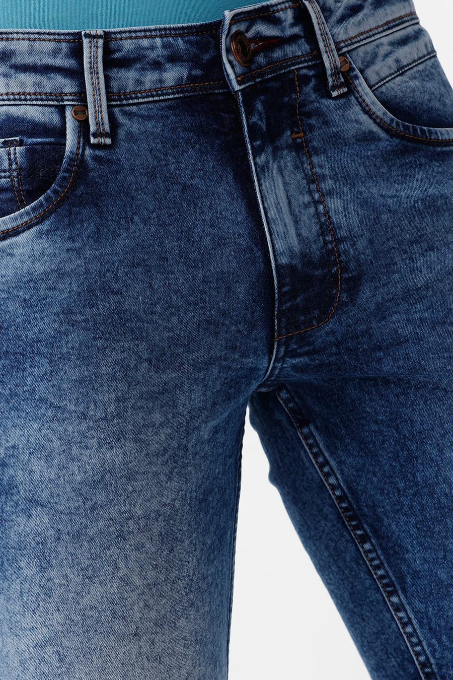 BASICS BLADE FIT VINTAGE INDIGO COTTON POLYESTER STRETCH JEAN