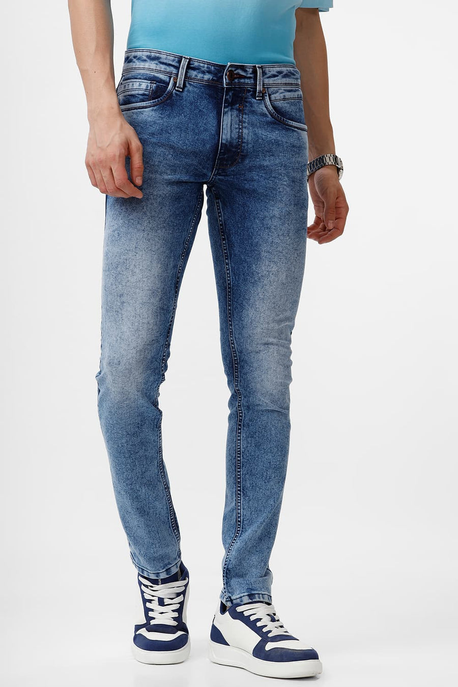 BASICS BLADE FIT VINTAGE INDIGO COTTON POLYESTER STRETCH JEAN