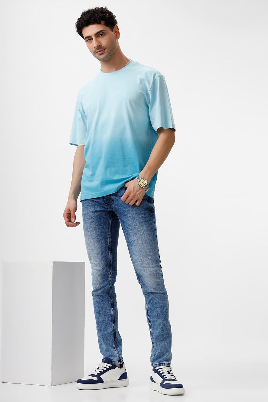 BASICS BLADE FIT VINTAGE INDIGO COTTON POLYESTER STRETCH JEAN